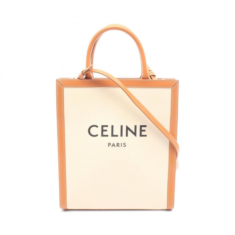 Celine Small Vertical Cabas 2-Way Tote Bag/Handbag, Canvas and Leather, Women...